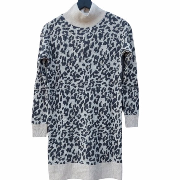 Ann Taylor Loft turtleneck animal print sweater dress - Picture 3 of 8